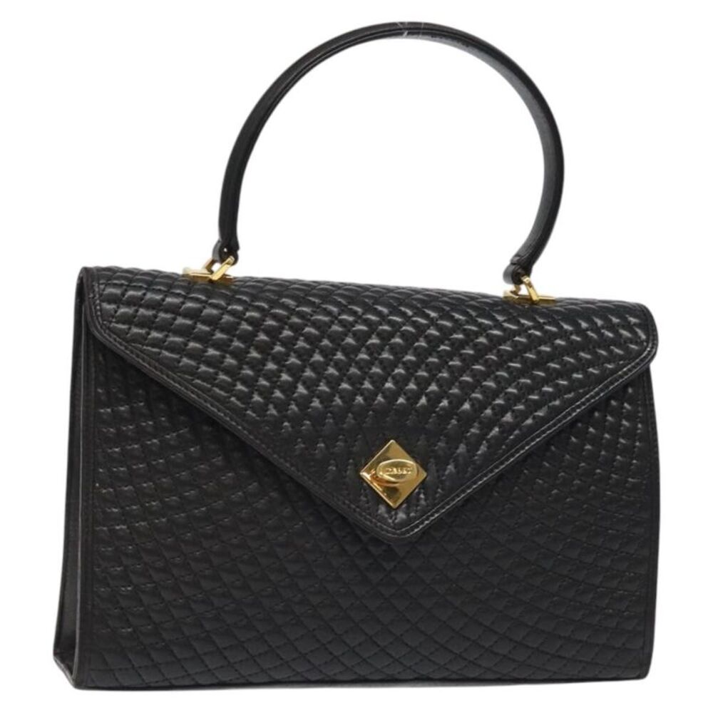 Bally Vintage Quilted Leather Black Leather Handbag